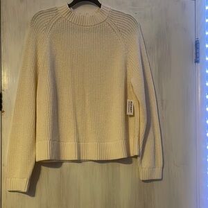 Old Navy Cream Crew Neck Sweater Ribbed Knit